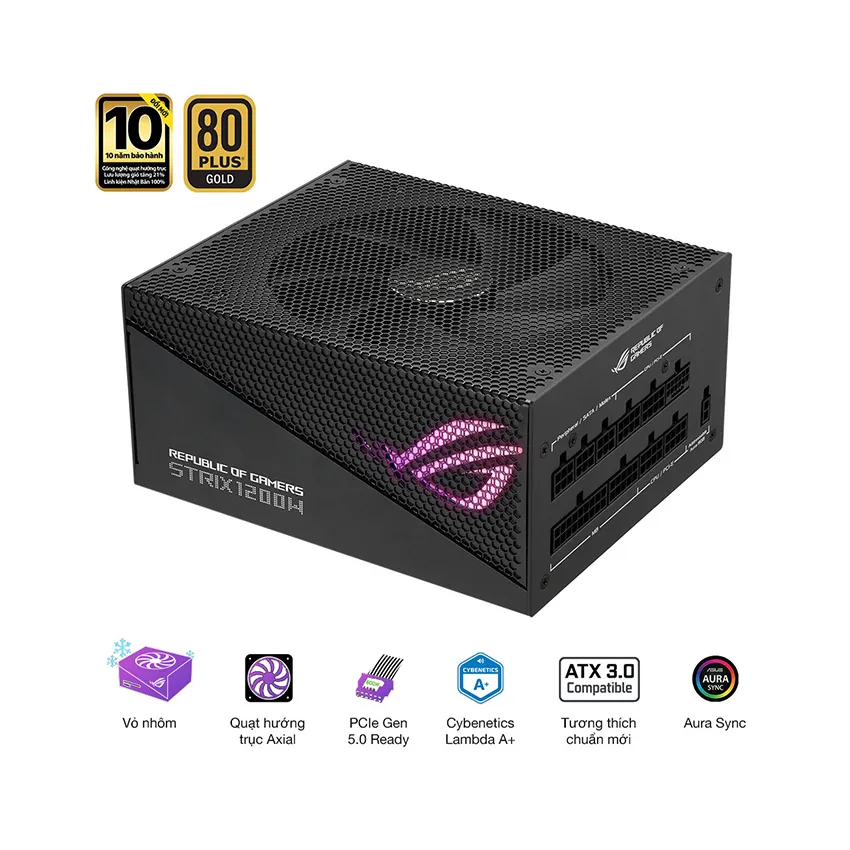 Nguồn ASUS ROG STRIX 1200G Aura Gaming (80+ GOLD/PCI-e 5.0/Full Modular/Màu Đen)
